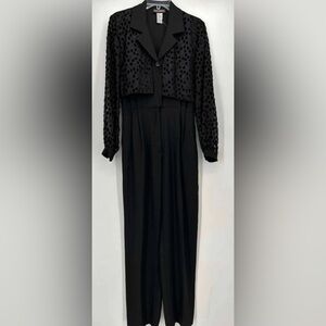 John Roberts‎ Vintage Black Glam Disco Jumpsuit Size 8